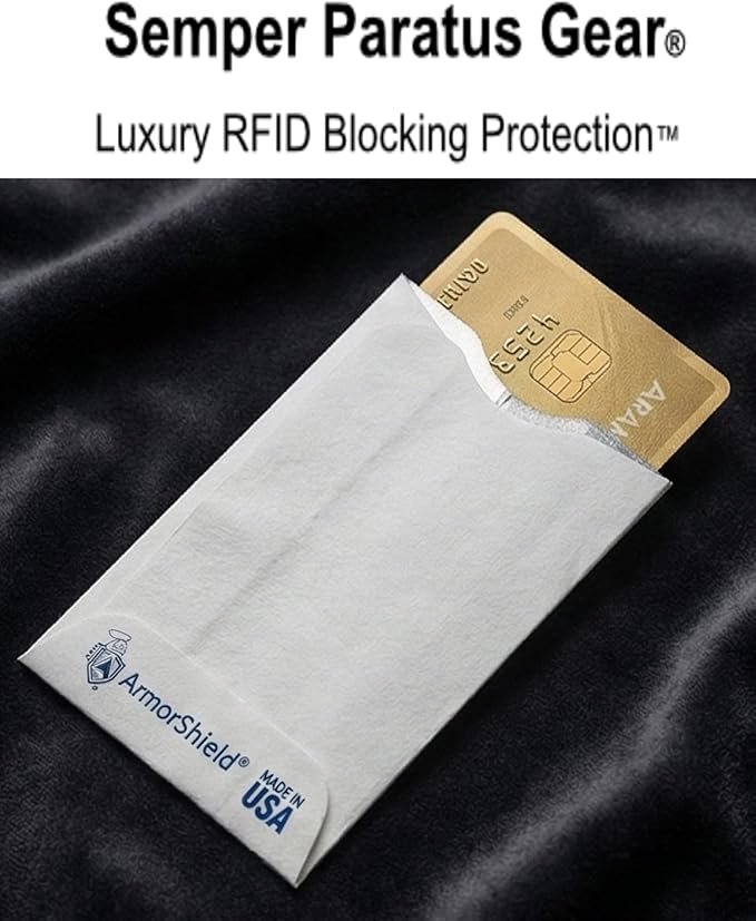 RFID Blocking Sleeves Credit Card Protector 100% MADE IN USA - Anti-theft for Travel wallet, purse. ArmorShield Your Identity (5PAK)