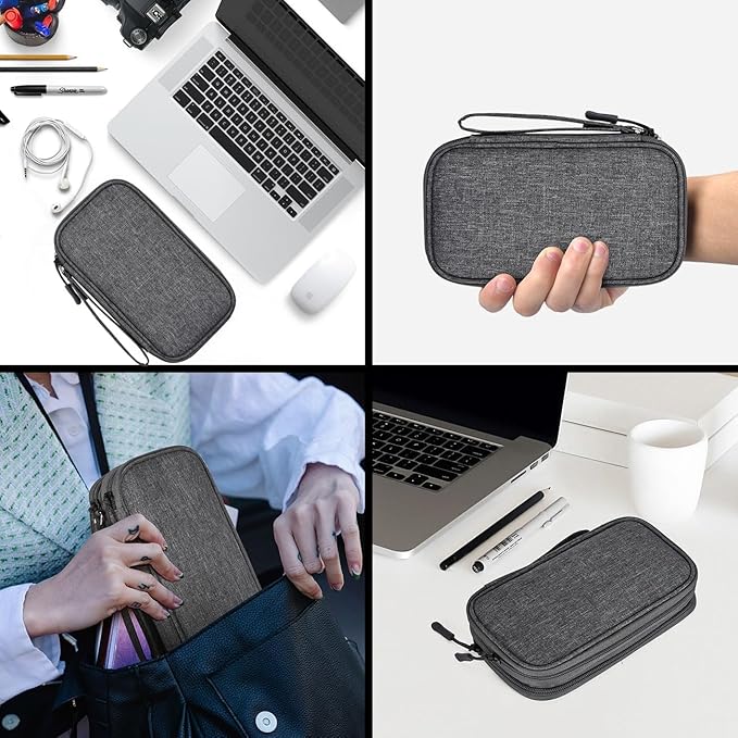 CAOODKDK Electronic Organizer Travel Cable Accessories Bag, Electronic Organizer Case, Waterproof Electronic Accessories Organizer Bag for Power Bank, Charging Cords, USB Cable (Dark Gray)