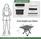 2 Pack Portable Camping Table Foldable, Ultralight Small Folding Beach Table with Carry Bag for Outdoor Travel, Beach, Camp, Picnic, BBQ, Cooking, Festival, Boat, Home Use (Black-S)