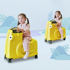 Kids Luggage, Kids Ride-on Luggage with Spinner Wheels Suitcase, Kid's Ride-On Suitcase Help Your Child Relax, Carry On Trolley Luggage with Password Lock, 20"", Yellow, QX-20