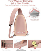 Capolo Sling Bag for Women Men Waterproof Crossbody Bags for Women Trendy Casual Fanny Pack with Convertible Shoulder Strap Chest Bag for Travel Hiking(Pink, Medium)