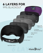 MUSICOZY Sleep Headphones Masks, Bluetooth Sleep Eye Mask for Sleeping for Side Sleepers, Sleeping Masks Headphones Wireless Music Mask Men Women with Speakers Cool Tech Gadgets Gifts(Purple)