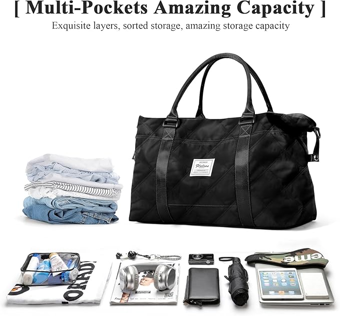 HYC00 Travel Duffel Bag,Carry-on Overnight Weekender Bags for Women,Sports Tote Gym Bag with Wet Pocket