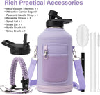 DYSANKY Insulated Water Bottle | Thickened Stainless Steel Vacuum Metal | Portable Sports Half Gallon Large Water Jug for Gym and Hiking with Straw, Carrier Bag, Handle Strap | BPA-Free 64 oz