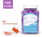 LYSIAN Slim Fit Foam Ear Plugs for Small Ear Canals, 100 Pairs 35dB SNR Noise Reduction Earplugs for Study, Travel, Work and Daily Quiet, Women, Teens, Purple