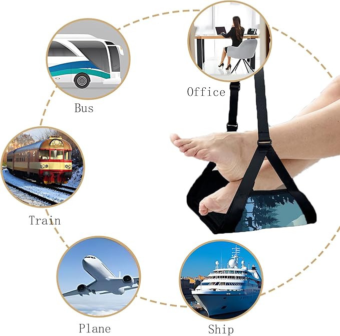 Airplane Foot Hammmock for Plane Travel Accessories Ajustable Foot Rest for Airplane Gadgets,Travel Essentials for Flight Plane,Office,Desk (Forest)
