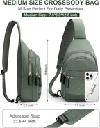 Capolo Sling Bag for Women Men Waterproof Crossbody Bags for Women Trendy Casual Fanny Pack with Convertible Shoulder Strap Chest Bag for Travel Hiking(Green, Medium)
