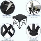 Padded Camping Stool, 18 Inch Oversized Folding Camping Foot Rest, 500lb Outdoor Camp Chair Footstool, Portable Camping Ottoman w/Storage Net, Carry Bag, for Camping Gardening (2, Black)