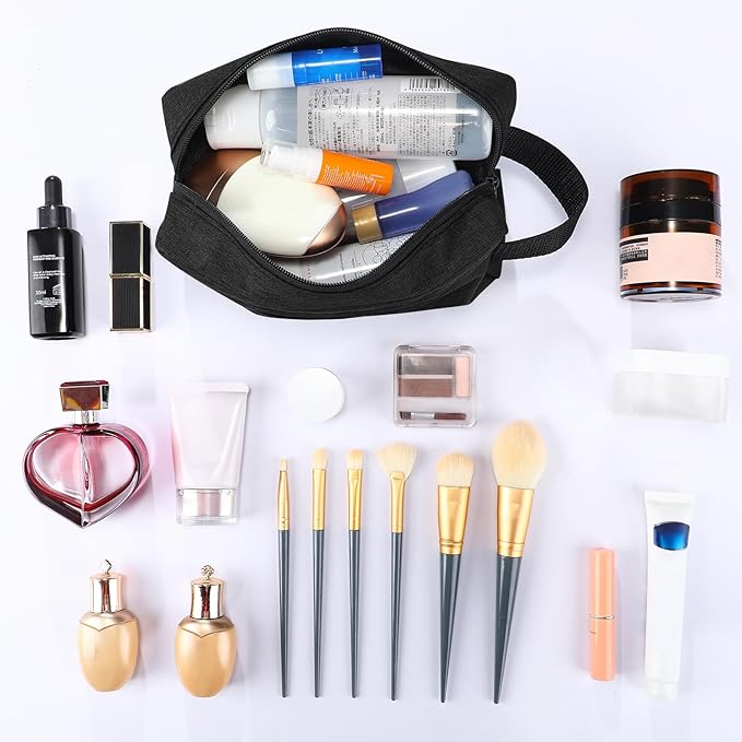 Paterr 16 Pcs Travel Toiletry Bag for Women Men Large Water Resistant Shaving Bag Hanging Cosmetic Bag with Handle and Divider Storage Travel Pouch Case (Black)