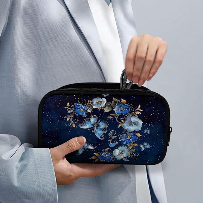 Floral Moon Butterfly Print Electronics Organizer, Travel Cable Organizer Bag, Portable Cord & Charger Storage, Compact Tech Bag & Case