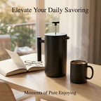 YJX 34oz Coffee Maker, Stainless Steel French Press, 1 Liter Camping Coffee Pot, Tea Maker, 34 Ounce Travel Coffee Presses, Heat Resistant Double Insulated (Black)