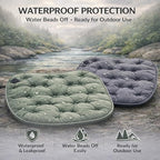 Portable Inflatable Seat Cushion w/Press Pump, No Mouth-Blow Air Pad for Flights, Waterproof Lightweight Chair Cushion for Stadium, Camping, Picnic, Fishing, Beach, Grass & Muddy Ground (Green)