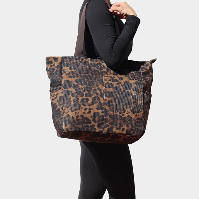 ESVAN Original Floral Tote Bag Large Shoulder Bag with Multi Pockets for Gym Travel Beach Daily Bags