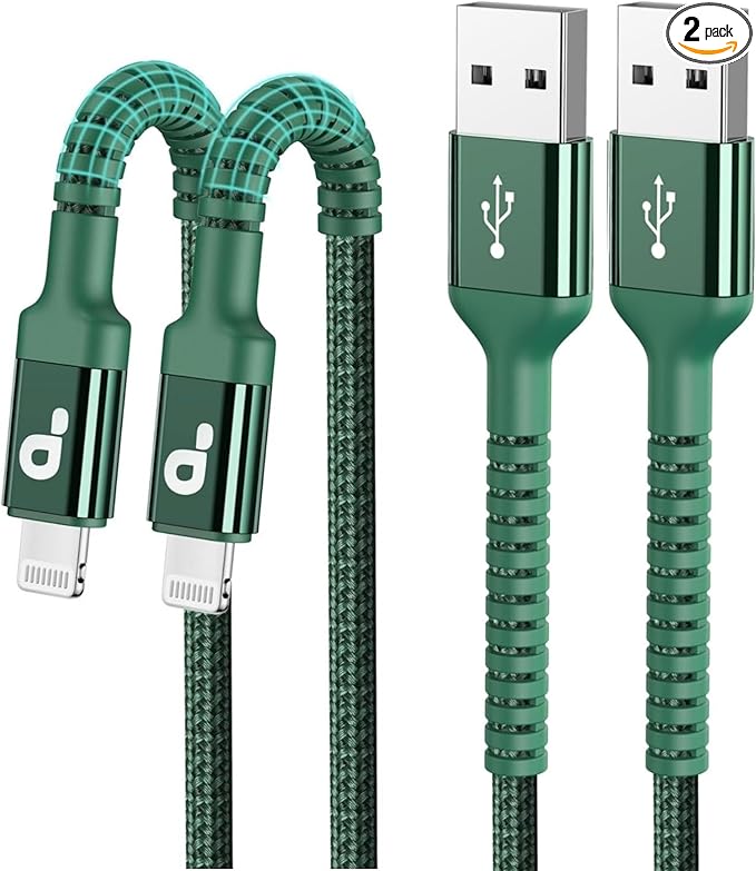 iPhone Charger Cable 2Pack 6FT, [Apple MFi Certified] Lightning Cable, iPhone Fast Charging Cord Extra Durable USB A to Lightning Cable Compatible with iPhone 14 13 12 11 Pro Max and More (Green)