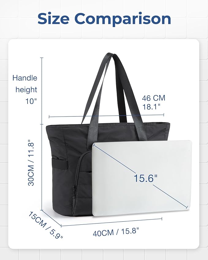 BAGSMART Tote Bag for Women, Tote Bag with Zipper Work Tote with Compartments Nurse Shoulder Hanbag for Travel, Gym