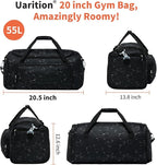Uarition Men's Large Duffle Bag, 55L Heavy Duty Gym Bag for Sports, Workout, and Travel - Durable Duffel Gear Bag in Marble Black