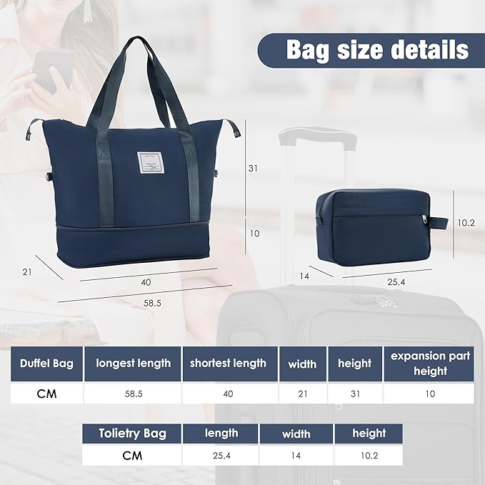 Lightweight Expandable Softside Luggage Sets 3 Piece, Large Capacity Travel Suitcase with Spinner Wheel, TSA Lock, Easy Access Design and Adjustable Telescoping Handle (Dark Blue)