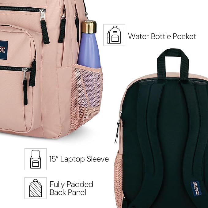JanSport Laptop Backpack - Computer Bag with 2 Compartments, Ergonomic Shoulder Straps, 15” Laptop Sleeve, Haul Handle - Red/Multi Hippie Days