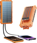 Solar-Charger-Power-Bank - 20000mah Solar Powered Battery Charger Cell Phone,20W Fast Charging Built in Cables,Camping Essentials Portable External Battery Pack Compatible with Multiple Devices