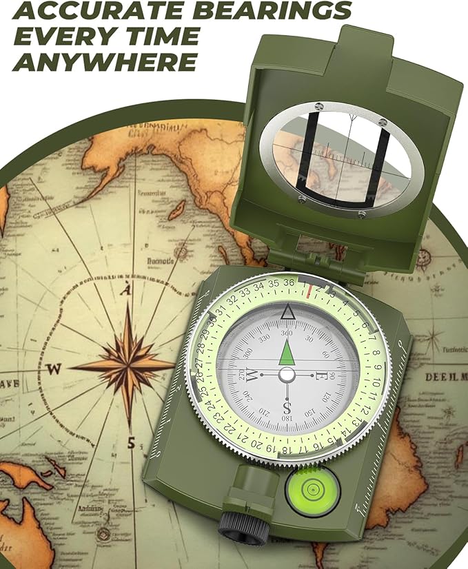 Sportneer Compass: Accurate Durable Lightweight Orienteering Compass with Strap and Carrying Case, Glow in The Dark Waterproof Hiking Essentials for Camping Backpacking, Best Survival Gifts for Kids