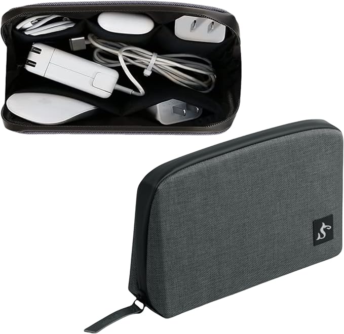 simtoper Electronic Organizer Travel Case – Waterproof Cable Bag for Cord, Charger, Hard Disk, Power Bank – Small Tech Storage for Travel, Backpack, Business Trip, Airplane (Dark Gray)
