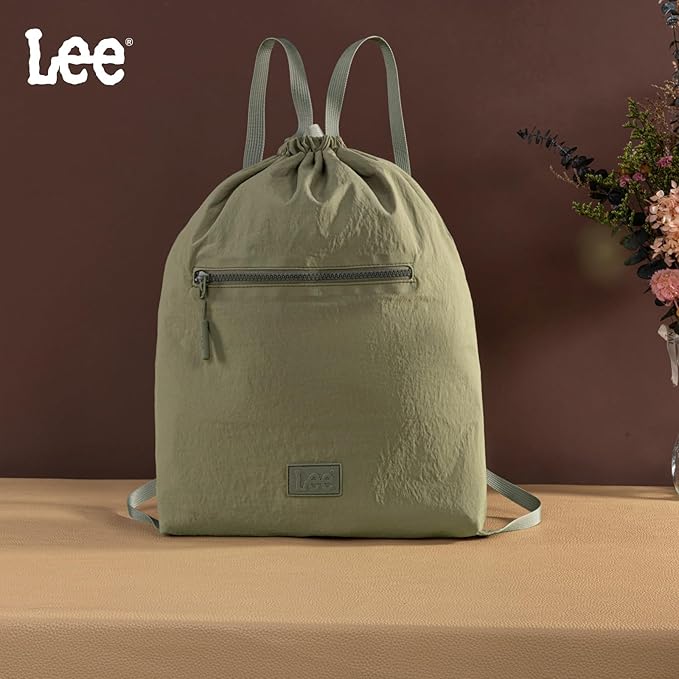 Lee Drawstring Backpack Bag Lightweight Small Gym Swim Beach Bag Water Resistant Sports Sackpack for Men Women, LEE48-002GN