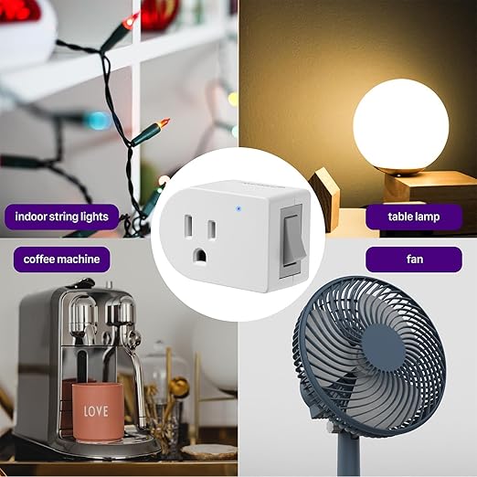 Fosmon Grounded Outlet with ON/Off Switch, 3 Prong Electrical Plug Outlet Extender Switch, 245J Single Port Power Adapter Surge Protector, 15A Circuit Breaker, White, ETL Listed