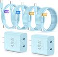 QZIIW iPhone 16 15 Pro Max Charger Fast Charging,45W Dual Port USB C Fast Charger Block [2-Pack] & Extra Long 60W 3/6/10/10FT USB C Cable - PD Quick Adapter 3.0 for iPhone 16 15/16 15Pro/16 15 Plus.