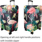 WUJIAONIAO Travel Luggage Cover Baggage Suitcase Cover Protector Skins 18-32 Inch (Flower flamingo, S (for 18-20 inch luggage))
