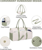 Women Weekender Travel Duffle Bag: Travel Duffel Overnight Bags with Shoe Compartment Large Carry on Tote with Toiletry Bag Weekend Traveling Yoga Gym Hospital Bag for Women with Wet Pocket