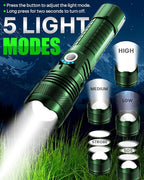 Victoper Green LED Flashlights, High Powered High Lumens Super Bright Tactical Flashlight, Rechargeable, 5 Modes Zoomable Waterproof Flash Lights for Emergency, Outdoor, Home, Camping, Hiking