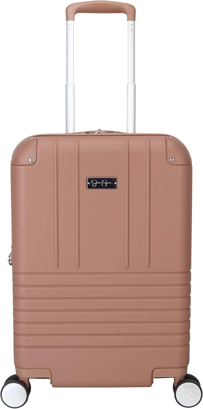 Jessica Simpson Countryside 2-Piece Set (21" & 30") Expandable 8-Wheel Spinner Large Checked Luggage Suitcase, Mocha Mousse