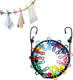 Portable Travel Clothesline,Adjustable Elastic Stretch Line with 12pcs Clothes Clips,for RV Outdoor and Indoor Camping Accessories (Black)