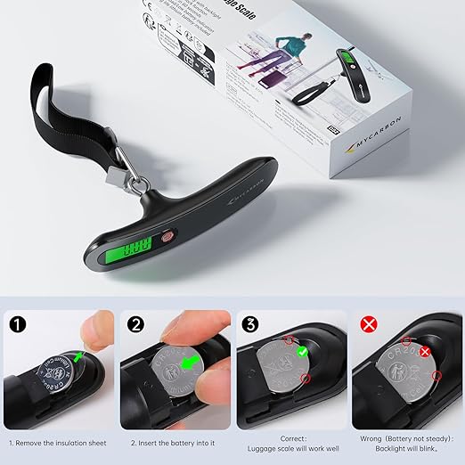 Luggage Scale Digital Scale High Precision Hanging Scale 110 lb/ 50KG with Backlit Ultra Portable Scale Stainless Steel Digital Travel Scale for Luggage,Perfect for Home Use and Gifts