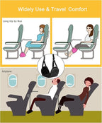 2 Pack Foot Hammock for Plane Travel, Airplane Travel Footrest Hammocks Adjustable Length Hanger for Comfortable Foot Rest, Portable Under Desk Flight Foot Leg Sling
