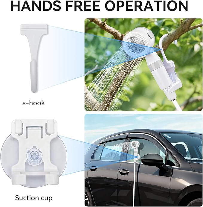 Portable Shower, Portable Camping Shower Pump, USB Rechargeable Outdoor Showers, Waterproof Electric Portable Shower with 2 Spray Modes, 4000mah, For Camping, Hiking, Rv & Pet Cleaning (1 PACK)
