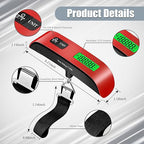 Luggage Scale, 110lbs Portable Digital Luggage Weight Scale, Rubber Pain Suitcase Scales with LCD Display & Temperature for Travel (Red)