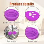 Collapsible Dog Bowls, 2-in-1 Silicone Pet Food and Water Bowl with Carabiner, Portable Double Compartment Dish for Travel, Camping, Hiking Puppy Essentials (Purple)