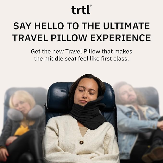 trtl Pillow - Scientifically Proven, Super Soft Neck Support Travel Pillow for Airplanes - Lightweight and Machine Washable - Ergonomic Design for Traveling on Flights, Cars, and Trains - Grey