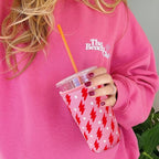 Reusable Insulated Neoprene Iced Coffee Cup Sleeve, Durable Drink Sleeve for Cold Beverages, Beverage Holder for Iced Coffee, Pink Flash
