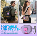 for Bose Ultra Open Earbuds Case with Secure Lock & Phone Stand, Soft TPU Shockproof Protective Clear Case for Bose Open Ear Earbuds Accessories with Cleaning Pen & Keychain (Clear Purple)