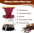 Larrel Pour Over Coffee Maker Portable Coffee Maker Foldable Reusable Pour Over Coffees Dripper Travel Camping Coffees Makers Manual Silicone Filter for Backpacking Camping Hiking Home Office