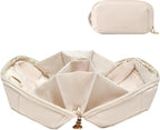 RIGHT AWAY Tech Pouch Electronics Organizer Travel Case, Cord Organizer Bag Cable Accessories Carry Storage for Essentials,Charger, Phone, Earphone,Flash Drive,Beige
