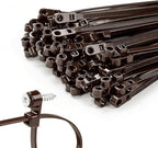 200 PCS 14 inch Brown Zip Ties with Screw Hole 70lbs Mountable head Cable Ties Straps Multipurpose Heavy Duty Nylon Cable Zip Ties with Screw Mounting Hole