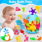 Toddler Suction Cup Bath Toys, Ocean Animal Bath Water Toys for Kids Ages 3-5 4-8 No Hole Mold Free Bathtub Car Airplane Window Toys Travel Trip Essentials for 3 4 5 Year Old Boy Girl Birthday Gift