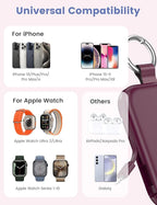 RORRY CharmGo Portable Charger, 5000mAh Portable Charger Power Bank with Built-in Cables, Travel Keychain Battery Pack for Apple Watch and iPhone Air/17/16/15/14/13/12, Burgundy