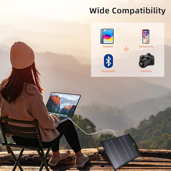 Solar Charger 10000mAh Solar Power Bank for Outdoor Camping, Blank Phone Charger for Emergency, Equipped with Dual 5V / 2.1A USB Outputs & Flashlight, IPX4 Waterproof, Shockproof for Outdoor Feature