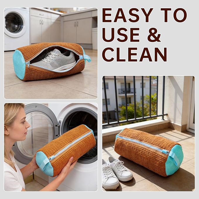 2PCS Shoes Washing Machine Bags, Laundry Shoe Bag for Washer and Dryer, Reusable and Durable Zipper Sneaker Shoe Washing Bag, Tennis Shoes Cleaning Bag for All Shoe Types (Chocolate)