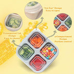 6 Pack Snack Containers, 4 Compartment Snack Box Containers Bento Box, Reusable Meal Prep Lunch Containers for Adults Kids Toddler, Divided Food Containers for Travel Work School
