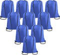 BeeGreen Royal Blue Drawstring Backpack Bags Bulk 10 Pack X-Large 22.4" L x 17.5" W Sports Cinch Sack Gym String Bags Machine Washable Heavy Duty String Backpack for Men Women
